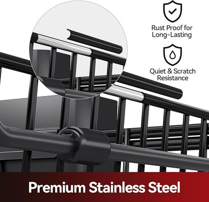 Urackify Dish Drying Rack in Sink, Expandable (15.35"-23.23" L) Over the Sink Dish Rack with Utensil Holder & Cup Holder for Compact Kitchen, Space - Saving Dish Drainer for Inside Sink, Black