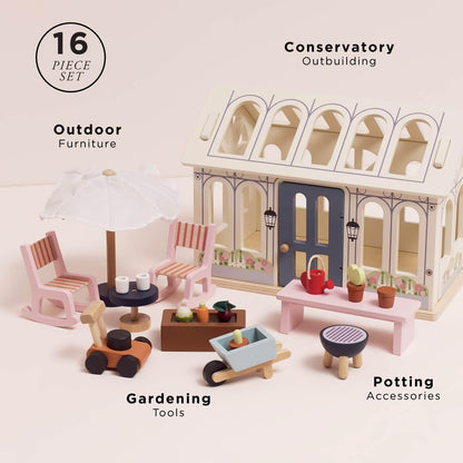 Le Toy Van Wooden Dolls House Conservatory Extension – FSC® 100% Certified Sustainable Add-On – Plastic-Free Furniture Accessory for Kids