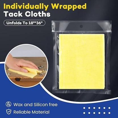 CAREGY 144Pcs Tack Cloth for Removing Dust from Woodworking, Sanding Particles