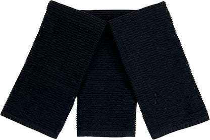Serafina Home Oversized Solid Color Black Kitchen Dish Towels: 100% Cotton