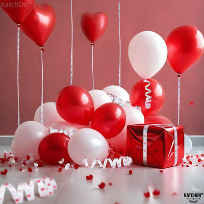 KatchOn, Red Heart Ribbon for Crafts - 100 Yards | Red Heart Curling Ribbon for Valentines Day Decorations | Valentines Ribbon | Bridal Shower Decorations, Happy Anniversary Decorations