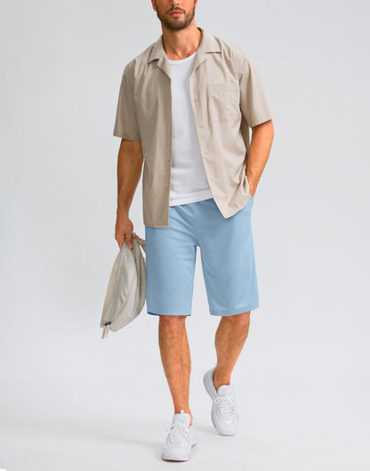 G Gradual Men's Athletic Shorts with Pockets 11" Long Basketball Shorts Lightweight Quick Dry Gym Workout Shorts for Men(Light Blue,XL)