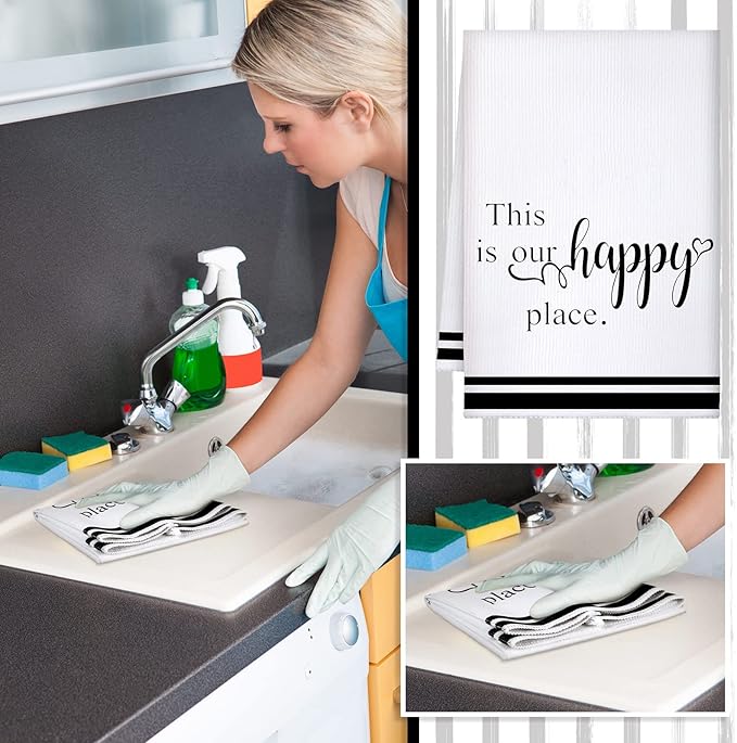 Geyoga 6 Pcs Spring Floral Kitchen Towels Flamingo Dish Hand Towels Sunflower