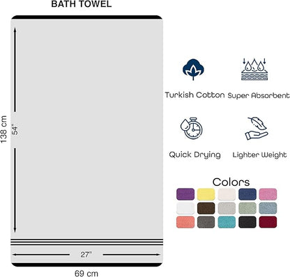 Hawmam Linen Royal Blue Bath Towels 4 Pack Soft and Absorbent