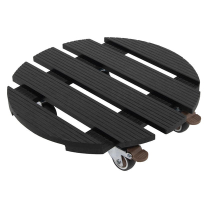 YOULITE Plant Caddy with Lockable Rubber Casters, 12 Inch Round Wood Plastic Composite Planter Stand, Heavy Duty 200 Lbs Capacity for Indoor & Outdoor Plants (Black, Round)