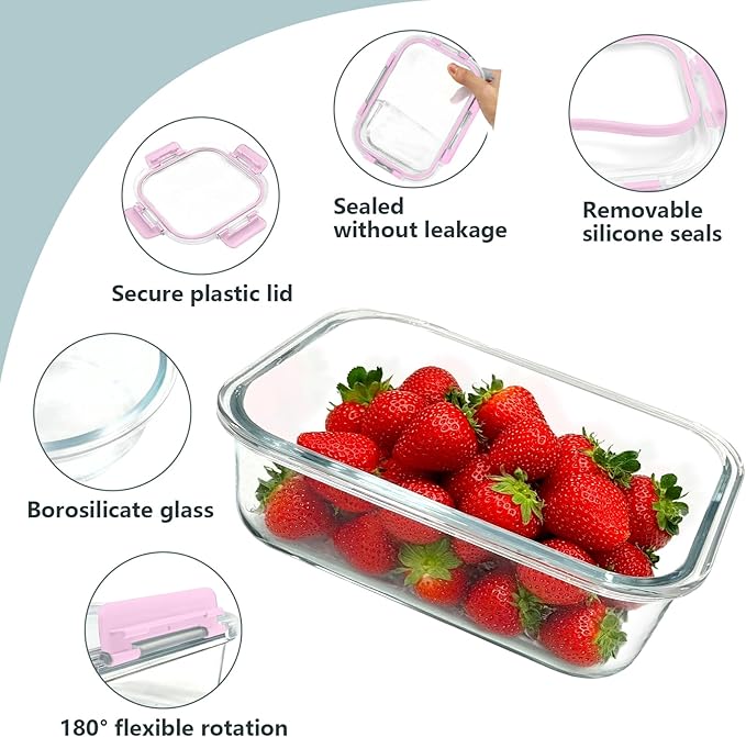 12 Pack Glass Meal Prep Food Storage Containers