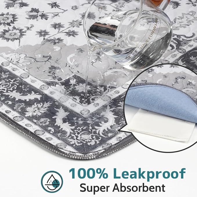 Washable Pee Pads for Dogs, 2 Pack Reusable Puppy Training Pads 48"x48" Super Absorbent Waterproof Dog Training Pads, Non-Slip Potty Pads, Whelping Pads Litter Mat Light Grey Medallion