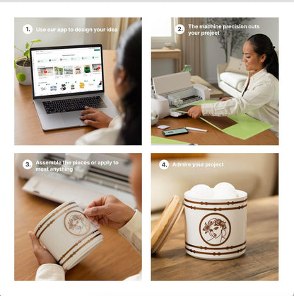 Cricut Explore 4 - Smart Cutting Machine (Seashell) | Engagement Bundle - Includes Smart Vinyl, Cardstock, Transfer Tape, Iron On HTV, Mat, Pens, Tool Kit, & 25 Images in Design Space App