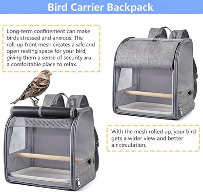 Bird Backpack Carrier,Bird Travel Cage with Standing Perch and Removable Tray,for Small Birds Parrot Parakeet,1,38 * 24 * 31cm