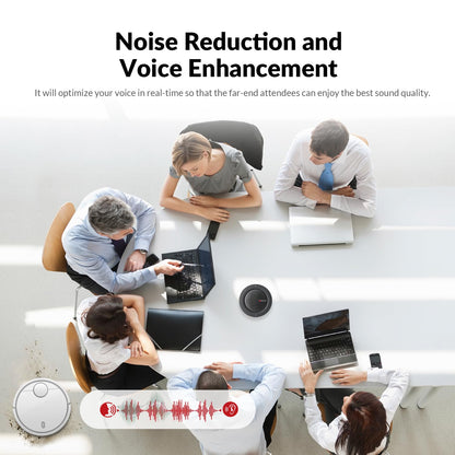Conference Speakerphone, Daisy Chain up to 9 Speakerphones for 50 People, USB & Bluetooth Speaker with 4 Mics AI Noise Cancellation 360° Voice Pickup for Zoom,Teams,Conference Call Large Meeting Room