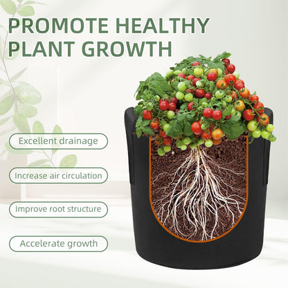 LITLANDSTAR 7 Pack Black Grow Bags, Thickened Nonwoven Plant Fabric Pots with 4 Sizes - 5/7/10/15 Gallon Aeration Planting Bags for Potato Tomato Carrot Strawberry