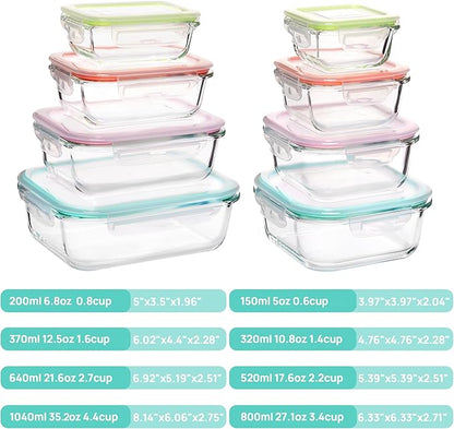 Vtopmart 8 Pack Glass Food Storage Containers