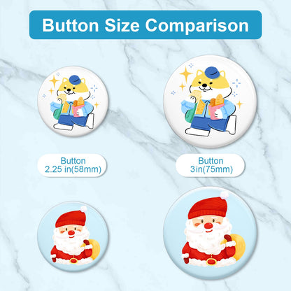 200 Sets 2.25 Inch Button Maker Supplies, 58mm Round Badge Parts with Metal Covers, Plastic Pin Backs, Clear Film & Blank Paper, Perfect for Button Maker Machine & Badge Press