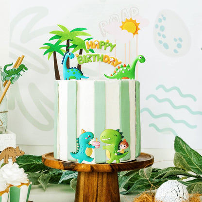 Dinosaur Cake Toppers Cute Dinosaur Happy Birthday Cake Decorations for Boy Girl Baby Shower Birthday Party Dinosaur Scene Theme Cartoon Party Decoration