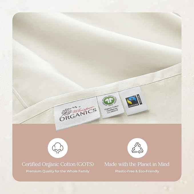 100% Organic Cotton Duvet Cover King Size - Naturally Soft Lightweight & Cooling Duvet Cover Set with Decorative Shams - Premium GOTS Certified 300 Thread Count Sateen Weave (Natural, King)