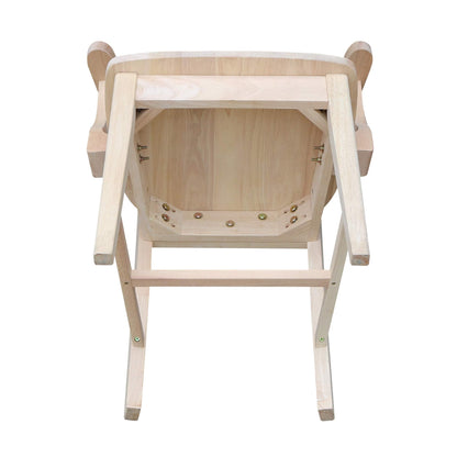 International Concepts Mission Side Chair with Arms, Solid Parawood, Unfinished