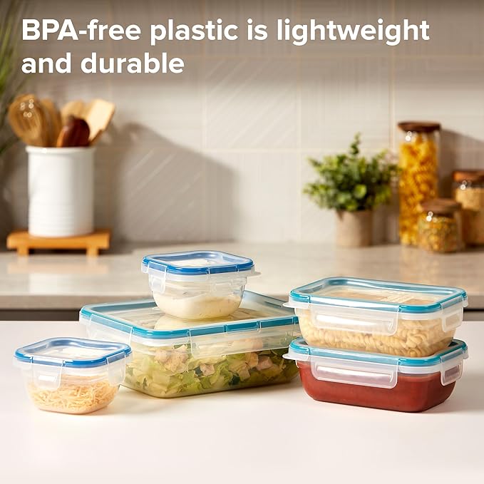 Snapware Plastic Total Solution 5-Pack Food Storage Containers Set, Leakproof &