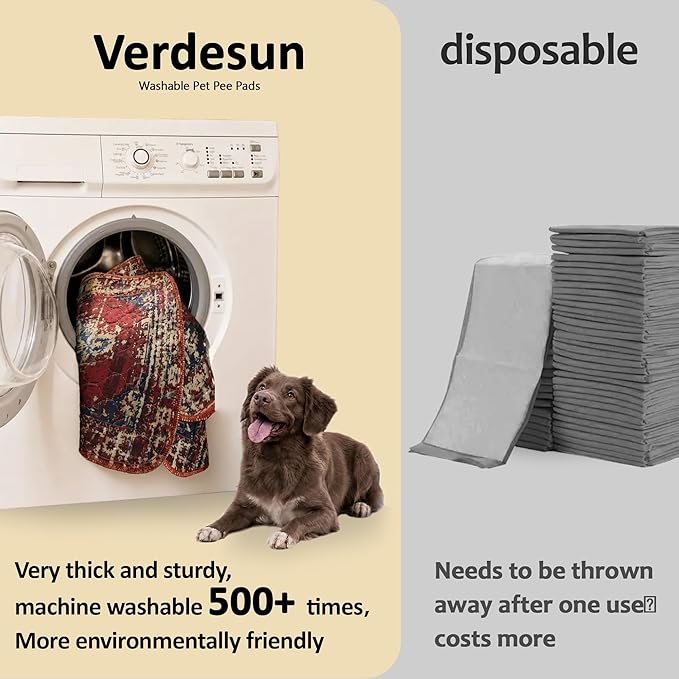Washable Pee Pads for Dogs, Reusable Puppy Potty Training Pads, Ultra-Absorbent Thick Waterproof Leak-Proof Non-Slip Pads & Mat for Crate, Playpen, Floor, Whelping & Housebreaking , 2 Pack 36"x36"