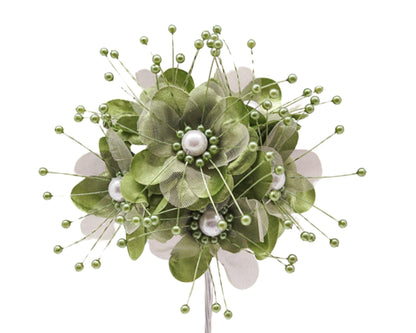 72PC Artificial Silk Pearl Spray Craft Flower for Home Craft Decor DIY Wedding Bridal Veil Headband Dress Cake Topper Embellishment Scrapbook Favor Corsage Floral Bouquet Arrangement (Sage Green)
