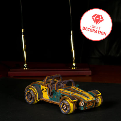 WOODEN.CITY Roadster LE 3D Wooden Puzzles for Adults – Build Your Own Roadster car with Rubber‑Band Motor – Self‑Assembly Model, DIY Gift for Adults and Teens