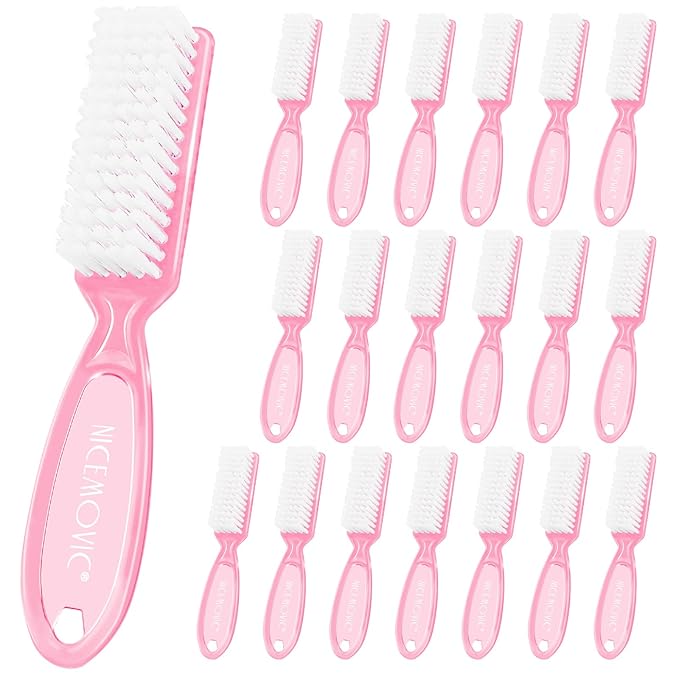 NICEMOVIC 20 Pcs Nail Brush for Cleaning Fingernails, Handle Grip Nail Scrubber