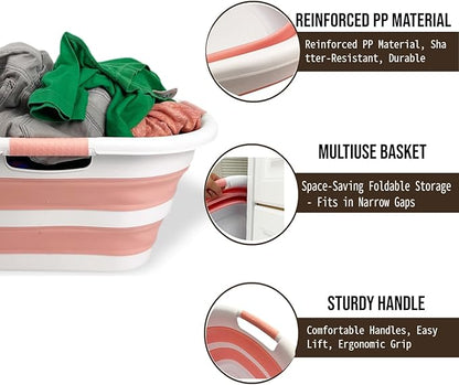 SAMMART 40L Set of 2 Collapsible Plastic Laundry Hamper