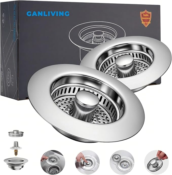 1Count 3-in-1 Kitchen Sink Drain Strainer & Stopper