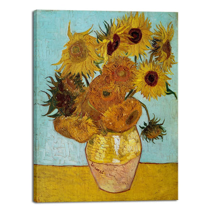 Wieco Art Framed Wall Art Canvas Prints of Sunflower by Vincent Van Gogh Paintings Reproduction Abstract Wall Decorations for Living Room Golden Frame