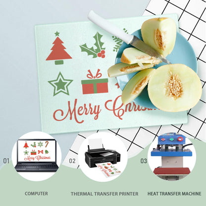 10 Pack Sublimation Glass Cutting Boards Blank Sublimation Tempered Glass Cutting Boards Anti Slip Cutting Board DIY for Heat Press Machine(11 x 8 Inch)