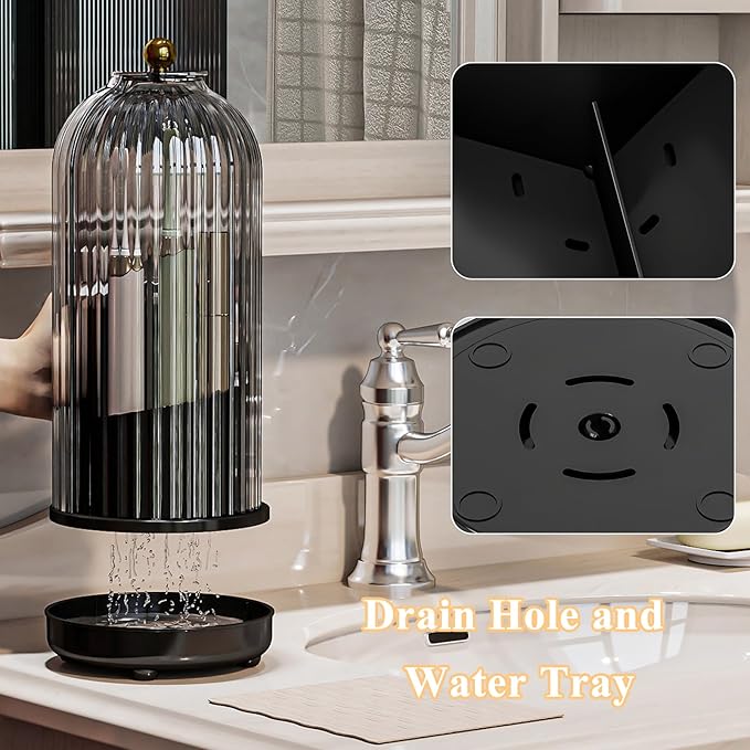 Toothbrush Holders with Cover, Drainage Rotating Electric Toothbrush Organizer