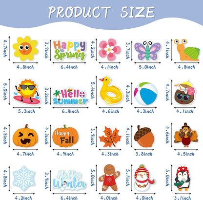 Haooryx Spring Summer Fall Winter Classroom Cutouts Bulletin Board Set - 120Pcs Seasonal Classroom Decoration Paper Cut-Outs Blackboard Border Trim for School Classroom Whiteboard Window Wall Decor