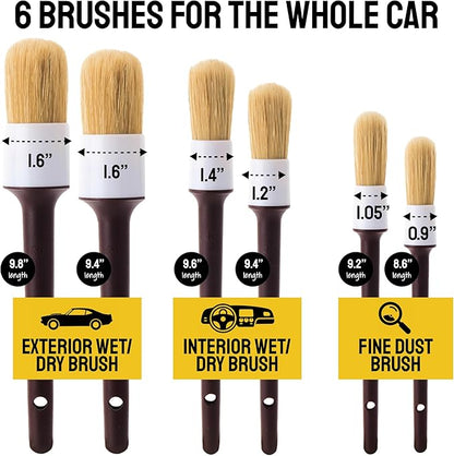 Soft Boar Hair Car Detailing Brush Set