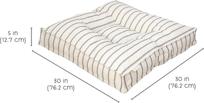 Harry Barker Striped Pillow Dog Bed, Luxury Washable Pet Bed with Recycled Fill, Soft Square Cushion Bed for Medium Dogs & Cats, Cream & Black