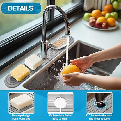 Light Gray-Oval 23.6" Diatomite Kitchen Faucet Mat Stone Sink Tray – Quick