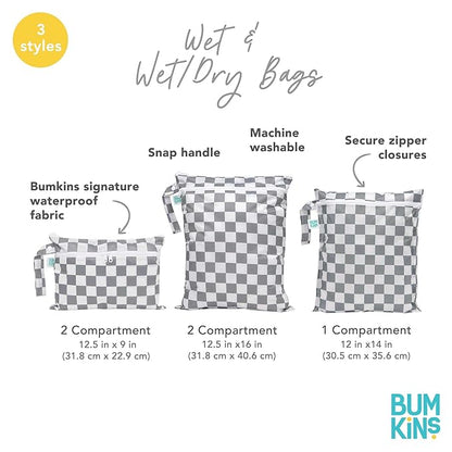 Bumkins Waterproof Wet Dry Bag for Baby, Swim Suit, Cloth Diapers, Pump Parts