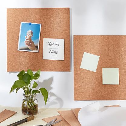 BENECREAT 6 Pack 12x12 Back-Adhesive Cork Sheets 3mm Thick Rectangle Insulation Cork Backing Sheets for Coaster, Wall Decoration, Wedding Party, Festival DIY Crafts Supplies