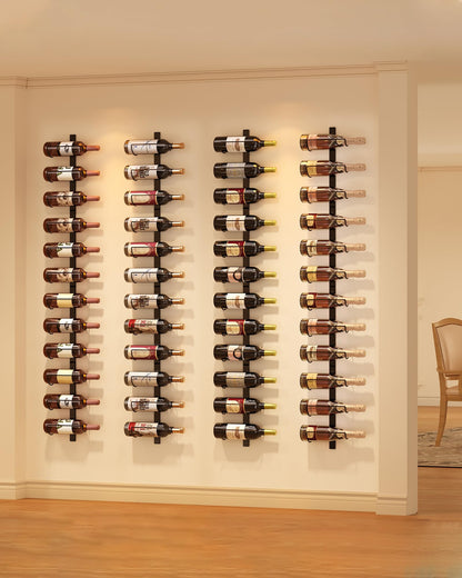 X-cosrack DIY 12 Bottles Wall Mounted Wine Rack, Detachable Wine Storage Organizer, Used Alone or A Set of 4, Wall Wine Display, for Kitchen, Dining Room, Bar, Wine Cellar