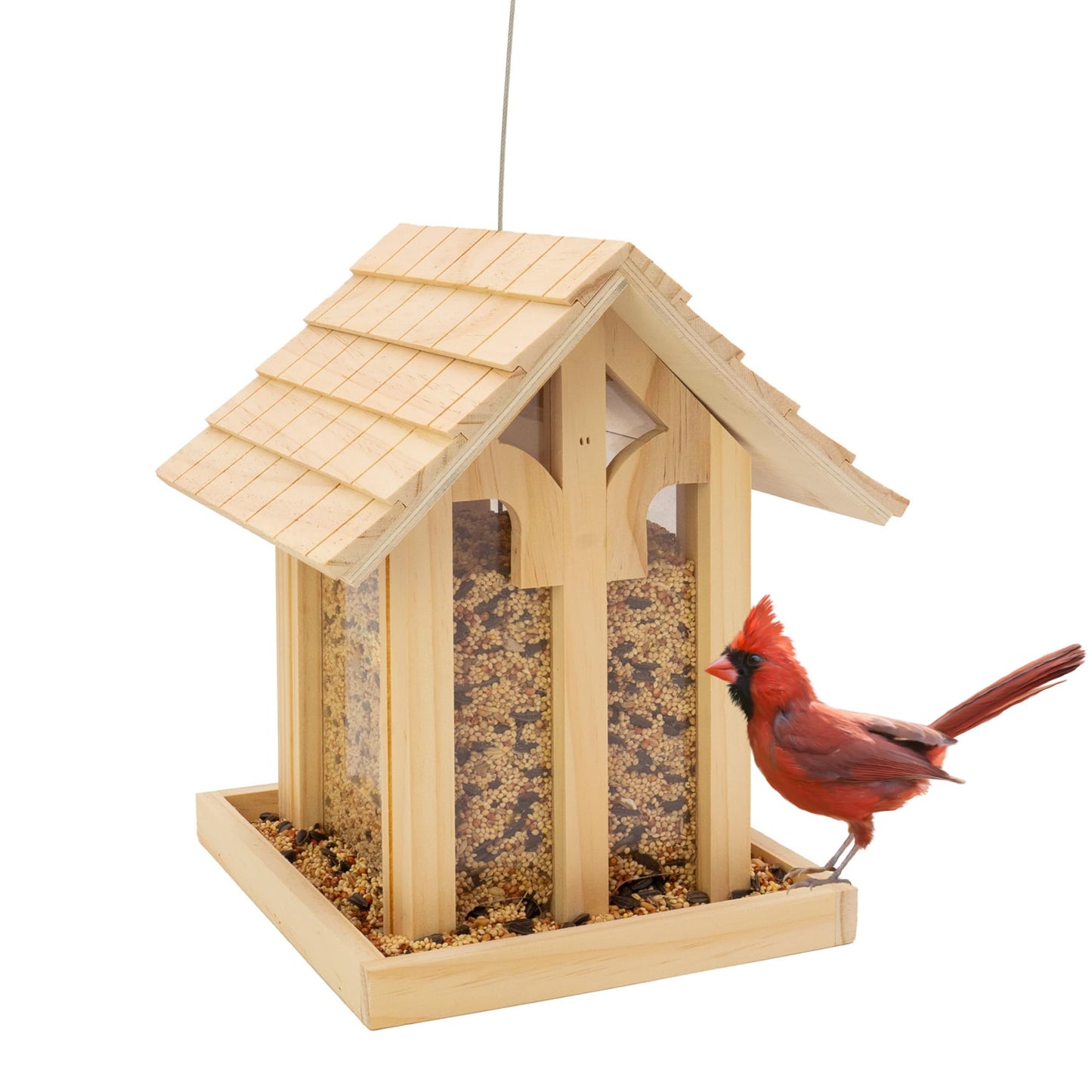 North States - Wood Chalet Bird Feeder: Wooden Bird Feeder for Outdoors, Holds 4.5 Pounds of Seed