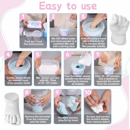 Nabance Baby Casting Kit Hand and Feet, Baby Hand Casting Kit for Babies 0-9 Months Hand & Foot Molding, DIY Hand and Footprint Keepsake, Perfect for First Birthday, New Mom Baby Christmas Gift