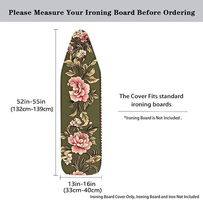 Pink Flower Print Ironing Board Cover and Pad