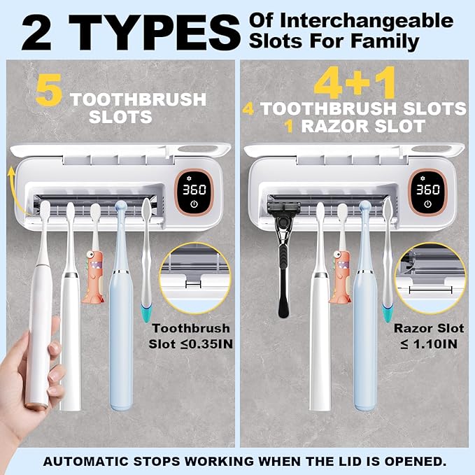 Toothbrush Sanitizer and Holder, DRMXBU Toothbrush Holders