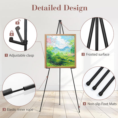 AZEAM 63" Easel Stand for Sign, 3 Pack Portable Easel for Painting, Foldable Black Metal Easel Display Stand Poster Holder Adjustable Sign Stand for Display Wedding Arts Poster