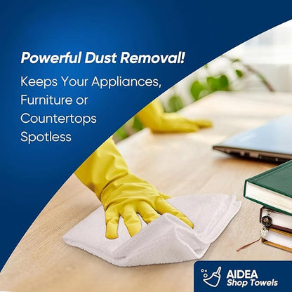 AIDEA Microfiber Cleaning Cloth White-100PK, Absorbent Cleaning Rags,