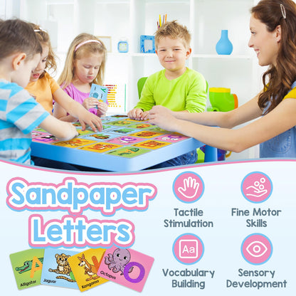 Broytain Sandpaper Letters Cards for Toddlers 3+,Word Games,Speech Therapy Toys for 3 4 5,Sensory Products, Educational Flash Cards,Learn Animals and Others