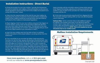4Ever Products Vinyl Mailbox Post System - Includes Black Steel Mailbox and Custom Address Plate (White)