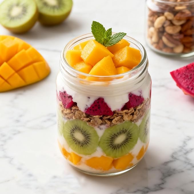 Overnight Oats Containers with Lids, 16oz Wide Mouth Mason Jars with Lids, 3 Pack Glass Jars with Airtight lid for Chia Pudding Yogurt Salad, Meal Prer Oatmeal Jars, Blue