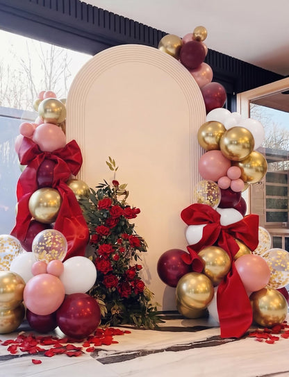 Adeyoo Burgundy Balloon Arch Kit, 139Pcs Balloon Garland Kit with Burgundy, Rose Gold, Gold and White Balloons and Confetti, Elegant Decoration for Wedding, Bridal Shower, Birthday, Bachelorette Party