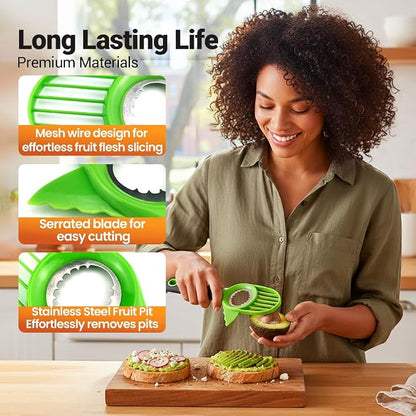 3-in-1 Avocado Slicer, 2026 New Avocado Pitter, Multifunctional Avocado Tool for Kitchen Helper, Ergonomic Avocado Cutter for Salads, Non-Slip Handle Avocado Slicer for Home Cooking (1pcs)