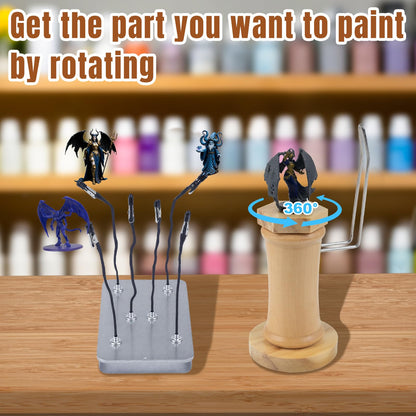 Miniature Painting Handle,Set:1 Panting Handle + 1 Caly + 6 PCS Bendable Alligator Clip Sticks + 1 Metal Box + 1 Carrying Storage,Detailing Panting,DND Miniatures, Scale Model, Fantasy Figuriness