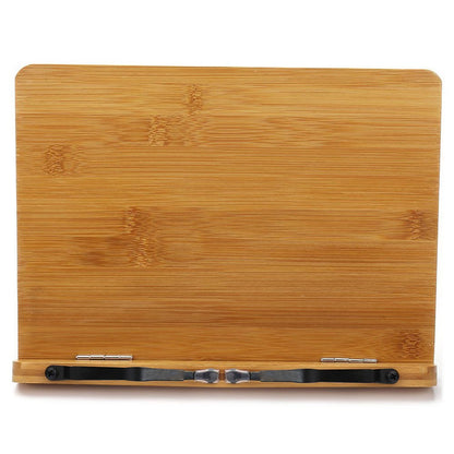 wishacc Bamboo Book Stand, Adjustable Book Holder Tray and Page Paper Clips-Cookbook Reading Desk Portable Stable Hard-Wearing Lightweight Bookstand-Textbooks Books